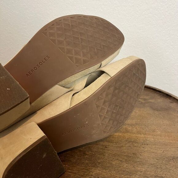 Aerosoles Crisscross Molded Footbed Block Heel Sandal Leather Suede Women’s 9 - Picture 9 of 10